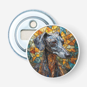 Italiaanse Windhond hond Gebrandschilderde Kunst Button Flesopener