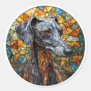 Italiaanse Windhond hond Gebrandschilderde Kunst Ronde Sticker