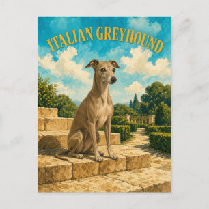 Italiaanse Windhond, Honden Kunst in Vintage Water Briefkaart