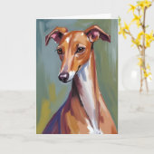 Italiaanse windhond honden schilderij kaart (Gele Bloem)