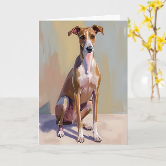 Italiaanse windhond honden schilderij kaart (Gele Bloem)