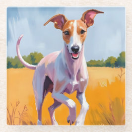 Italiaanse Windhond | Honden Waterverfschilderij Glazen Onderzetter