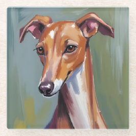 Italiaanse Windhond | Honden Waterverfschilderij Glazen Onderzetter