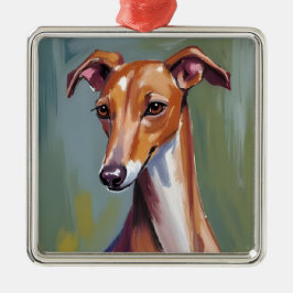 Italiaanse Windhond | Honden Waterverfschilderij Metalen Ornament