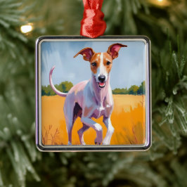Italiaanse Windhond | Honden Waterverfschilderij Metalen Ornament