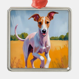 Italiaanse Windhond | Honden Waterverfschilderij Metalen Ornament