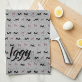 Italiaanse Windhond Iggy Dog Keuken Theedoek, Roze Theedoek (Quarter Fold)