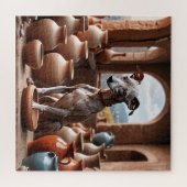 Italiaanse windhond in aardewerk kamer legpuzzel (Horizontaal)