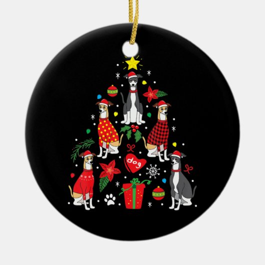 Italiaanse Windhond Kerst Ornament Boom Hond Moede (Voorkant)