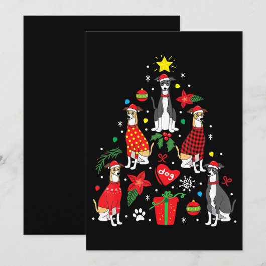 Italiaanse Windhond Kerst Ornament Boom Hondenmoed Kaart (Voorkant / Achterkant)