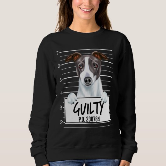 Italiaanse Windhond Mugshot Schuldig Hond Trui (Voorkant)