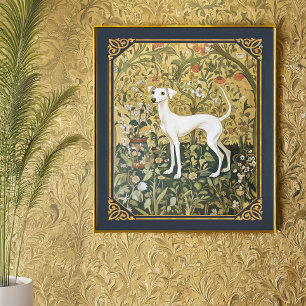 Italiaanse Windhond of Whippet in een Renaissance Poster