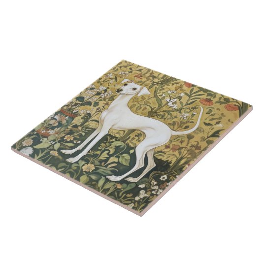 Italiaanse windhond of Whippet in een  tuin Tegeltje (Zijkant)