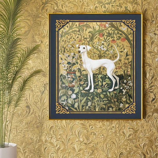 Italiaanse Windhond of Whippet in Renaissance Gard Poster
