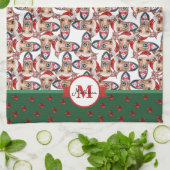 Italiaanse Windhond Patroon Monogram Kerstmis Hond Theedoek (Gevouwen)
