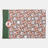 Italiaanse Windhond Patroon Monogram Kerstmis Hond Theedoek (Horizontaal)