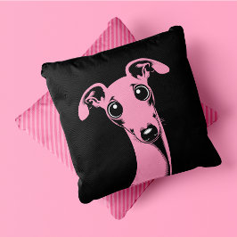 Italiaanse Windhond Pop Art Roze En Zwart Kussen