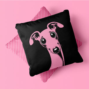 Italiaanse Windhond Pop Art Roze En Zwart Kussen