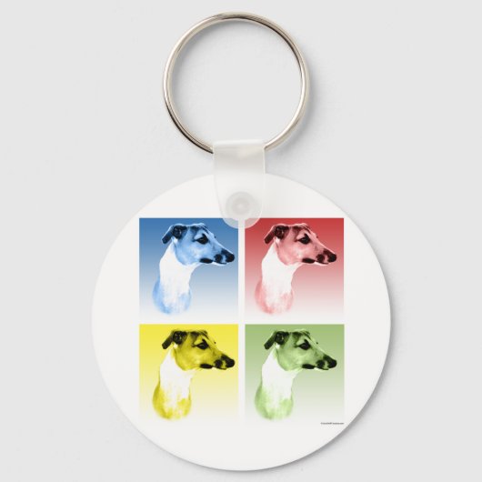 Italiaanse windhond Popart Sleutelhanger (Voorkant)