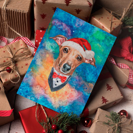 Italiaanse Windhond Ras Hond Kerstmis Feestdagenkaart