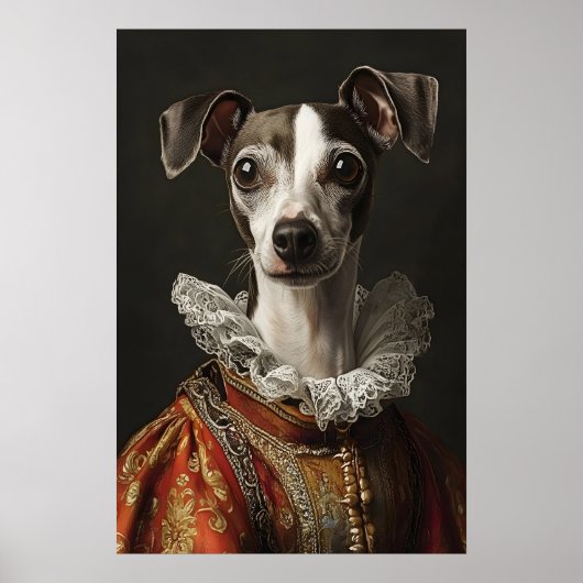 Italiaanse Windhond Renaissance Portret, Grappige  Poster (Voorkant)