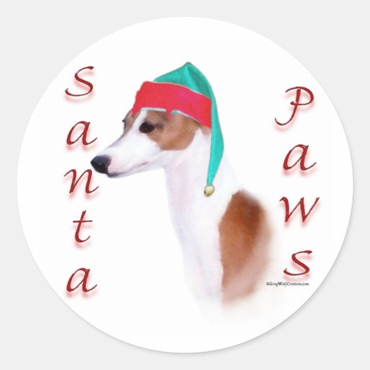 Italiaanse windhond Santa Paws Ronde Sticker (Voorkant)