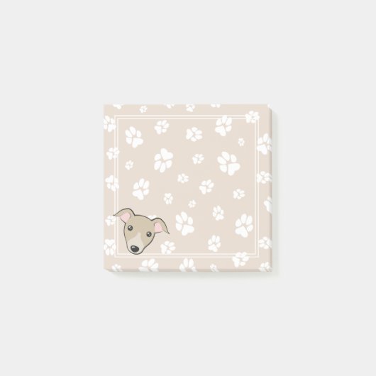 Italiaanse Windhond Schattigee cartoon Paw prints  Post-it® Notes (Voorkant)