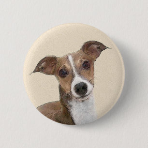 Italiaanse Windhond Schilderij - Mooie Originele H Ronde Button 5,7 Cm