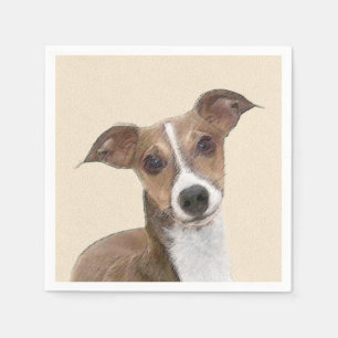 Italiaanse Windhond Schilderij - Mooie Originele H Servetten