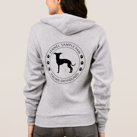 Italiaanse Windhond Silhouet Met Poten En Tekst Hoodie (Achterkant)