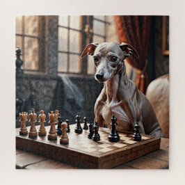 Italiaanse windhond speelt schaak legpuzzel