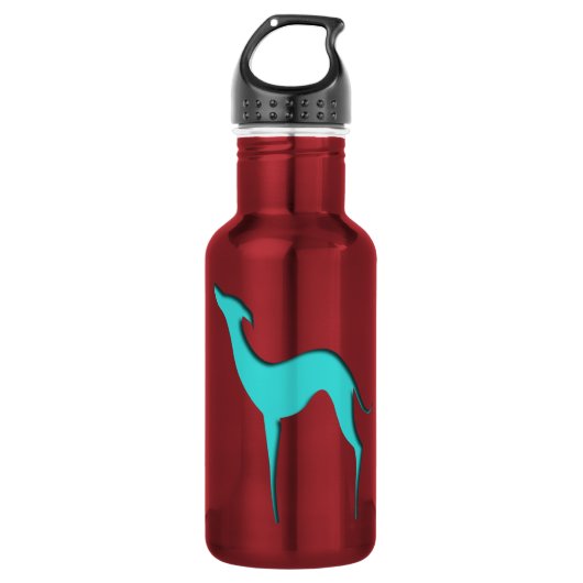 Italiaanse windhond Whippet turquoise silhouet Waterfles (Voorkant)