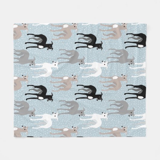 Italiaanse Windhonden of Whippets Mid-Century Mode Fleece Deken (Voorkant (Horizontaal))