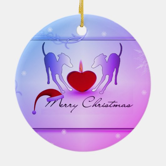 Italiaanse Windhonden Prettig Kerstfeest Keramisch Ornament (Achterkant)