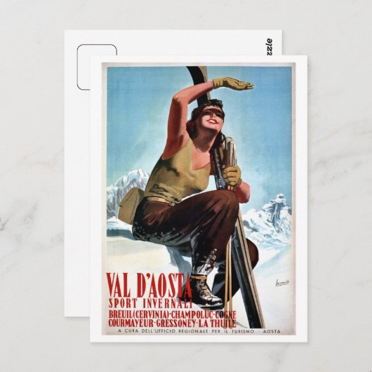  Italiaanse wintersportski's en Briefkaart (Voorkant / Achterkant)