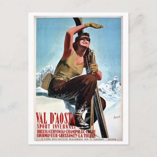 Italiaanse wintersportski's en Briefkaart (Voorkant)