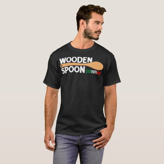 Italiaanse Wooden Spoon Survivor Childhood Memorie T-shirt (Voorkant volledig)