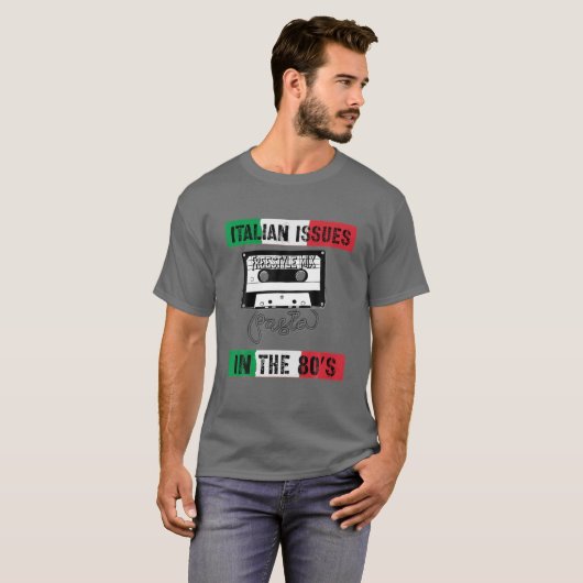 Italiaanse zaken Vlag Pasta Cassette 80S, Italiaan T-shirt (Voorkant volledig)