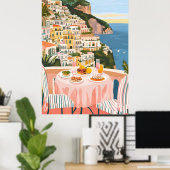 Italiaanse zomer Amalfi kust Acryl Wall Art Poster (Thuiskantoor)