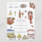 Italiaanse Zomer Aquarel Trouwmenu Menu (Voorkant)