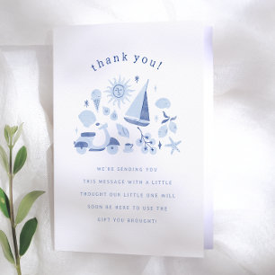 Italiaanse Zomer Blauwe Jongen Baby Shower Dankjew Bedankkaart