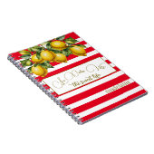 Italiaanse zomer citroen botanische rode witte str notitieboek (Rechterzijde)