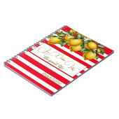 Italiaanse zomer citroen botanische rode witte str notitieboek (Linkerzijde)