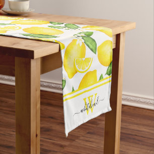 Italiaanse Zomer Citrus Botanische Citroen Monogra Lange Tafelloper