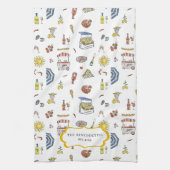 Italiaanse zomer Doodle Monogram Theedoek (Verticaal)