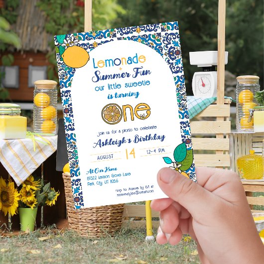 Italiaanse zomer limonade picknick 1e verjaardag kaart