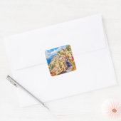 Italiaanse zomer ,Positano, Italië Amalfi Kust Zon Vierkante Sticker (Envelop)