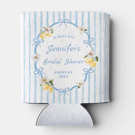 Italiaanse zomerse kustcitroen bruidsdouche blikjeskoeler (Achterkant)