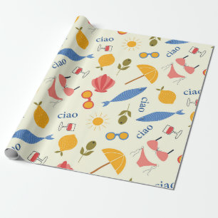 Italiaanse zomerse strandvoedselpatroon La Dolce V Cadeaupapier
