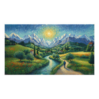 Italian Alps Snowcapped Foto Afdruk